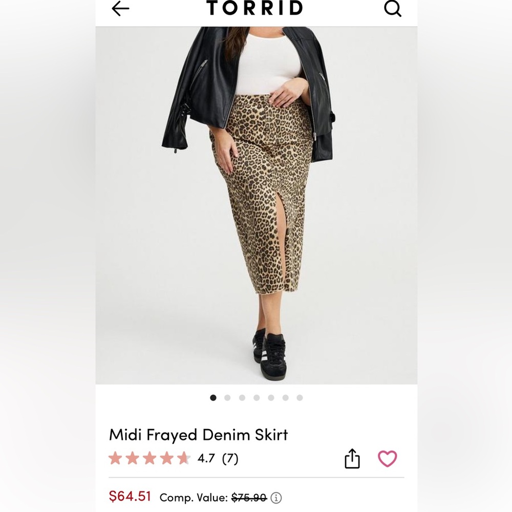 NWT Leopard print denim midi skirt